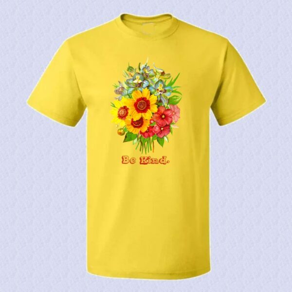 חולצת be kind. חולצה פרחונית צהובה