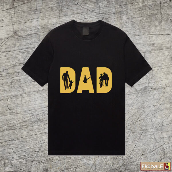 רעיונות למתנה לאבא - חולצת מתנה לאבא - DAD באותיות זהב על חולצה שחורה