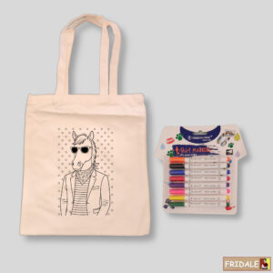 רעיונת ליצירות: צביעת סוס על תיק קנווס. ערכת יצירה - תיק קנווס לצביעה איור של סוס היפסטר