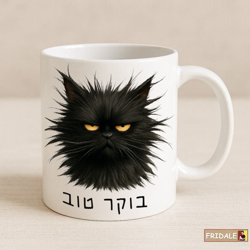 ספל “בוקר טוב” – לחובבי חתולים עם אמת בפרצוף