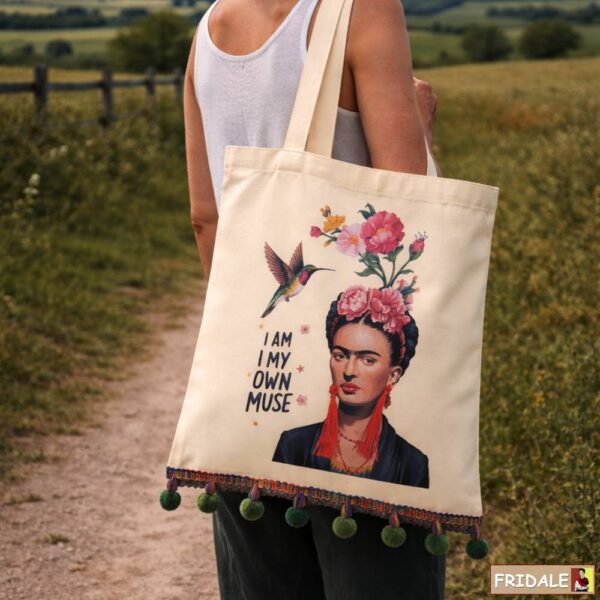 תיק בד בוטיק: עבודת יד על הדפס פרידה קאלו