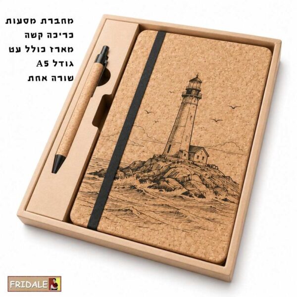 יומן מסע אישי – מחברת A5 עם עט, כריכה קשה ואיור טיולים לבחירה